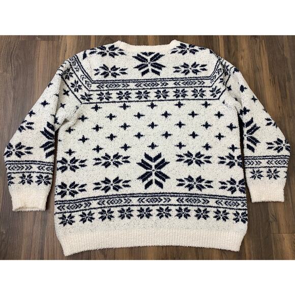 Women Barefoot Dreams Cozy Chic Seaside Nordic snowflake pullover sweater 2X - Picture 3 of 4